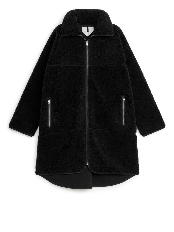 ARKET High-neck Pile Jacket Black