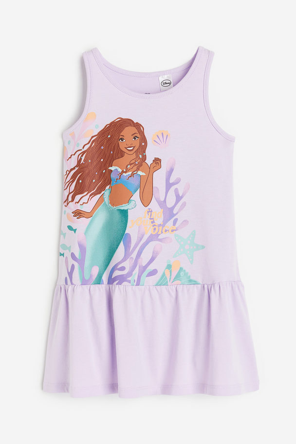 H&M Printed Cotton Dress Lilac/the Little Mermaid
