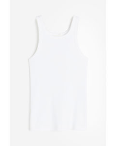 Geribde Tanktop Wit