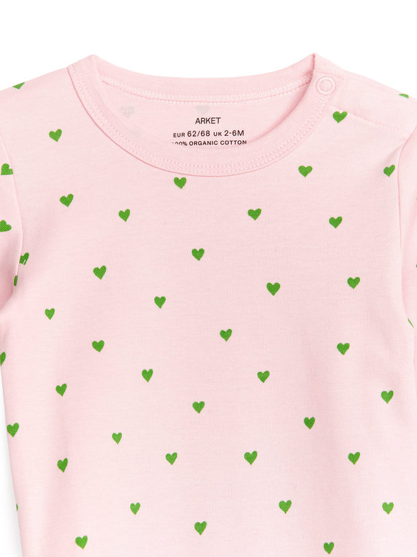 ARKET Langærmet Body Pink/grønne Hjerter