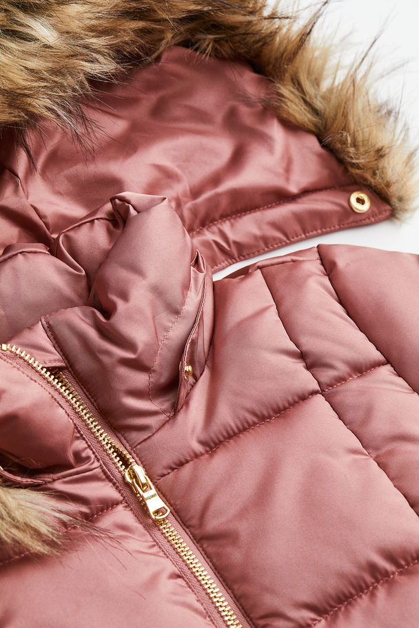 H&M Hooded Puffer Jacket Old Rose