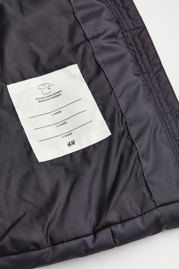H&M Puffer Jacket mit Kapuze Dunkelgrau
