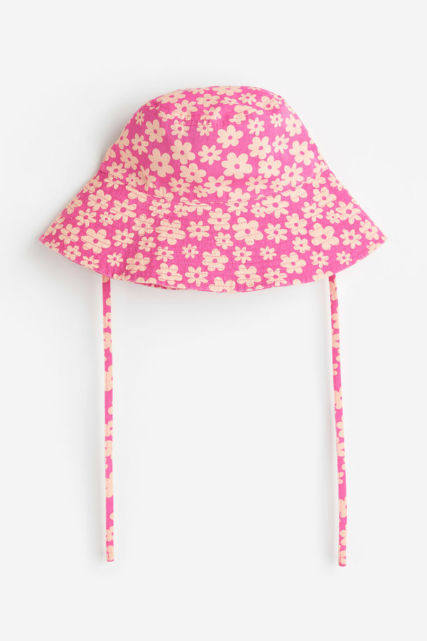 H&M Tie-detail Sun Hat Pink/floral