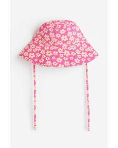 Tie-detail Sun Hat Pink/floral