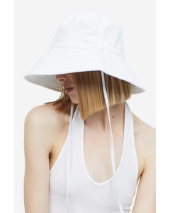 Tie-detail Sun Hat White