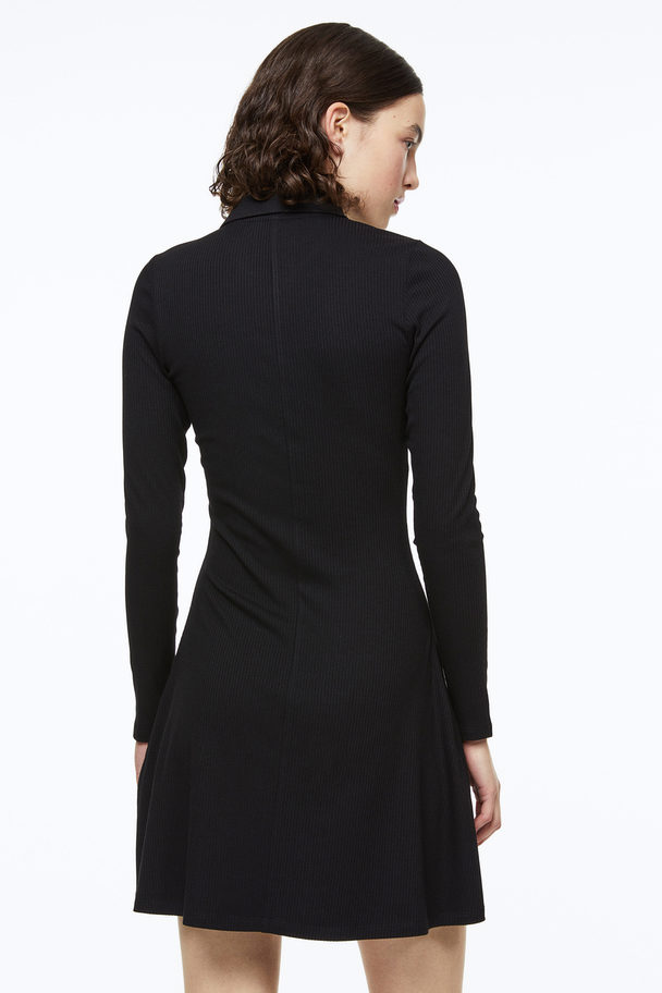 H&M Collared Zip-front Dress Black