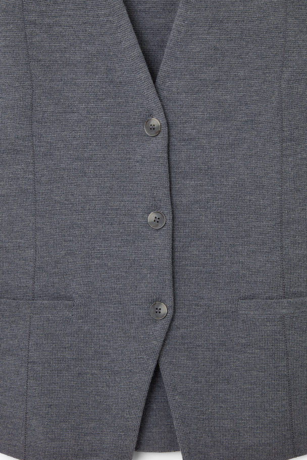 COS Longline Knitted Wool Waistcoat Grey