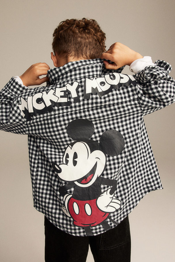 H&M Skjorte Med Trykt Motiv Sort/mickey Mouse