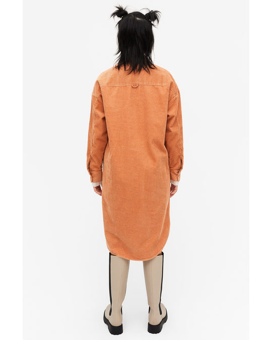Monki Corduroy Midi Shirt Dress Orange