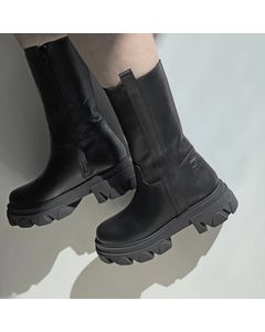 Fuji Black Leather Flat Boot