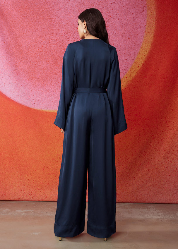 & Other Stories Belted Jumpsuit Navy