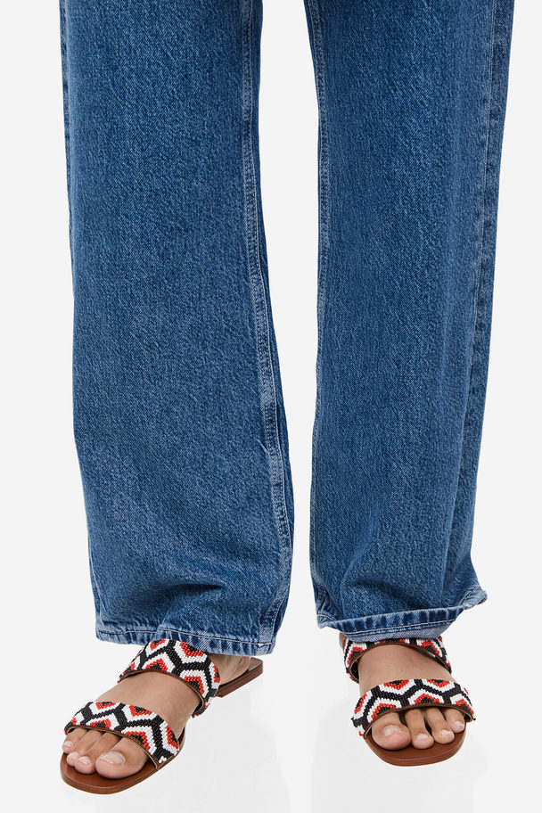 H&M Slip In-sandaler Med Perler Rød/mønstret