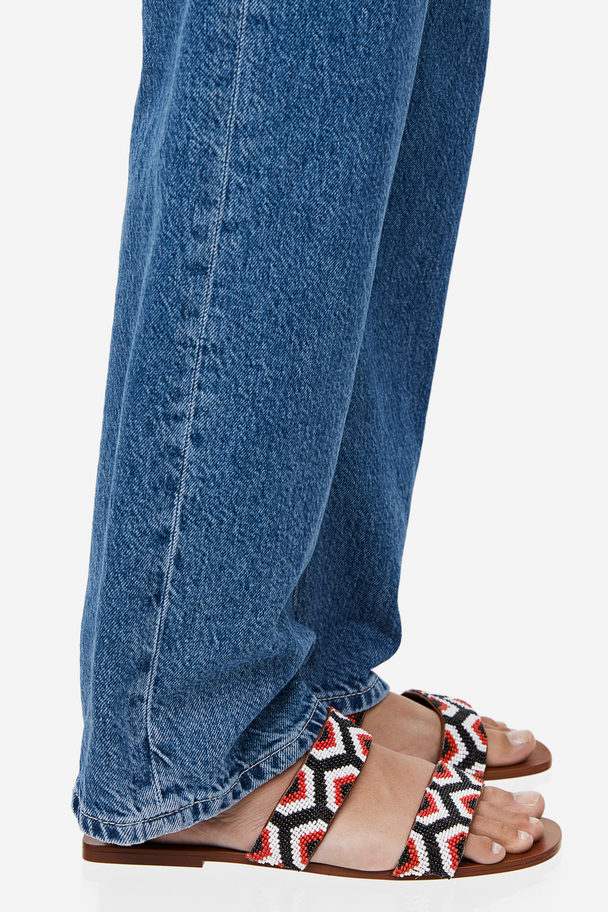 H&M Slip In-sandaler Med Perler Rød/mønstret