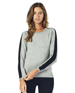 Round Collar Sweater With Stripe On Sleeves