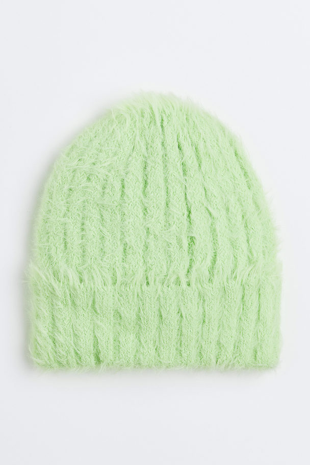 H&M Rib-knit Hat Neon Green