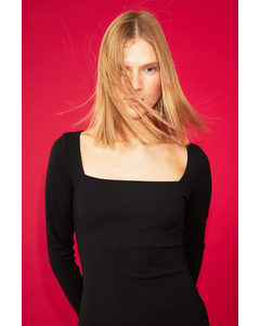 Square-necked Dress Black