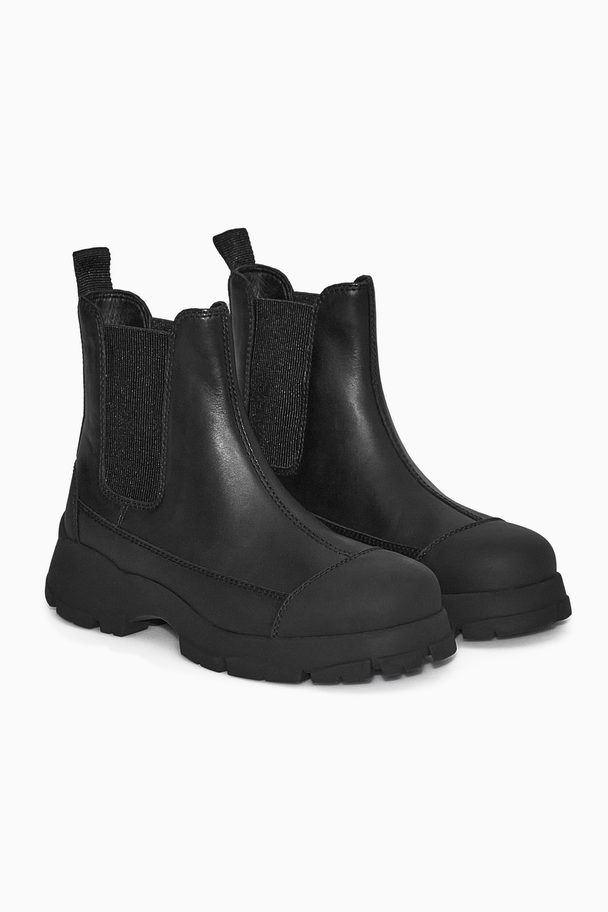 COS Rubber-trimmed Leather Chelsea Boots Black