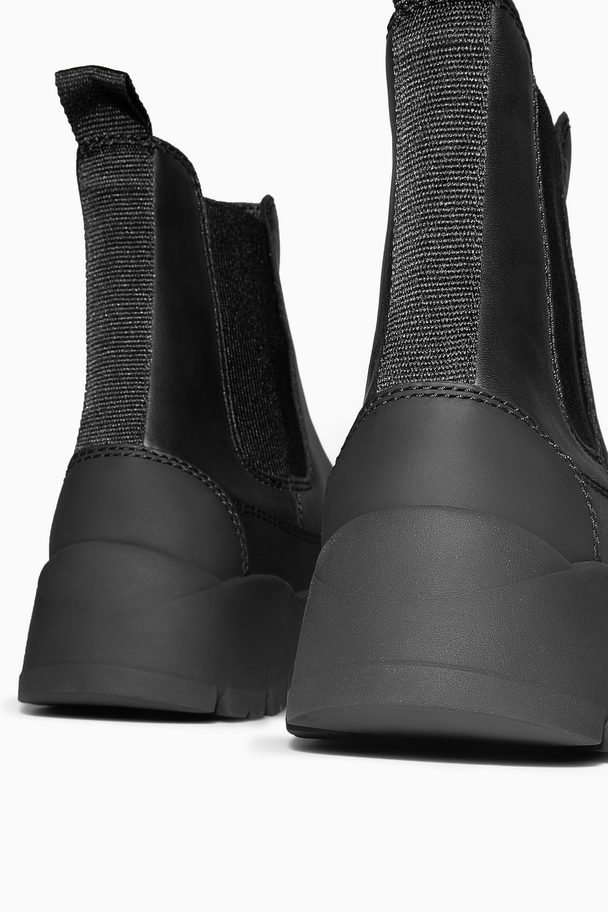 COS Rubber-trimmed Leather Chelsea Boots Black