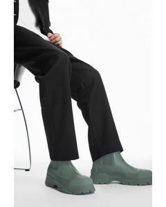 Rubber-trimmed Leather Chelsea Boots Green