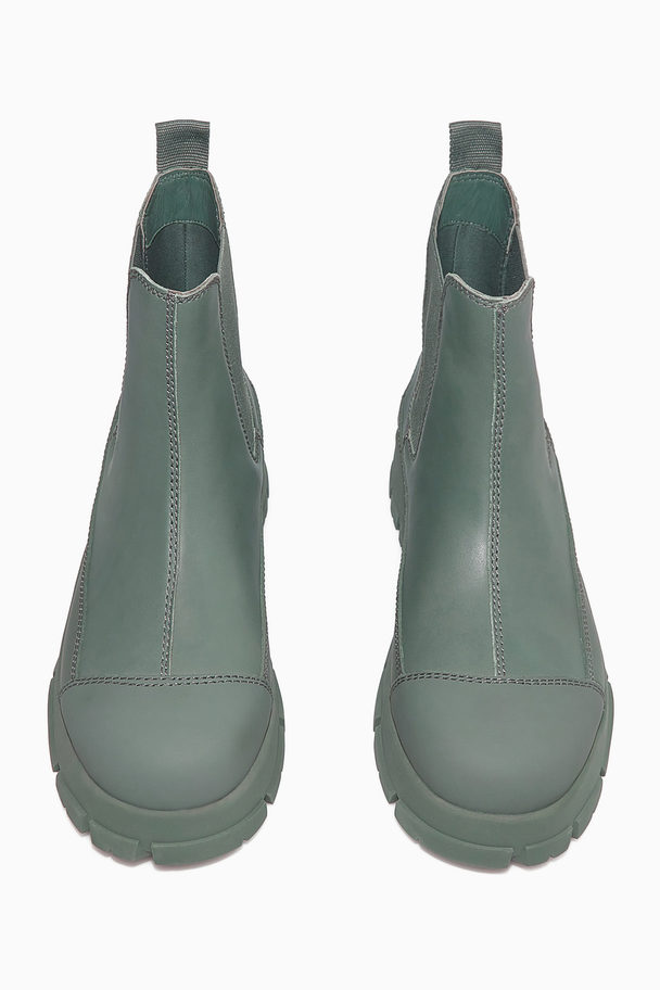 COS Rubber-trimmed Leather Chelsea Boots Green
