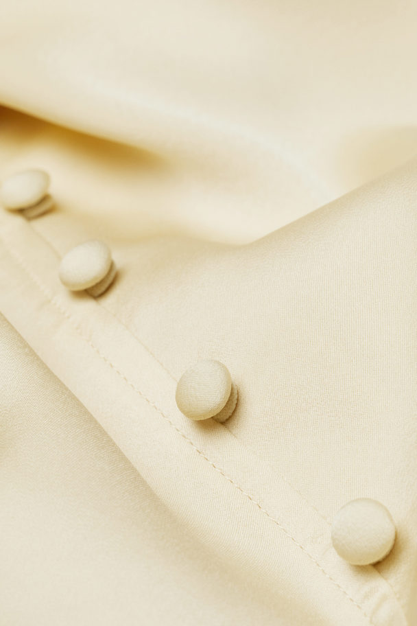 H&M Button-detail Slip Dress Light Yellow