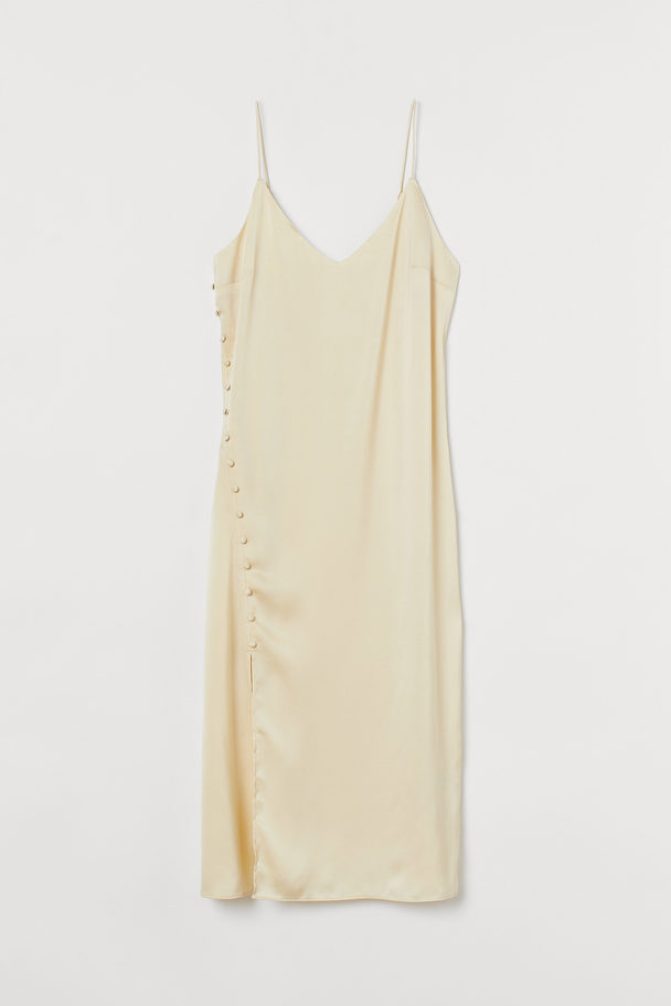 H&M Button-detail Slip Dress Light Yellow