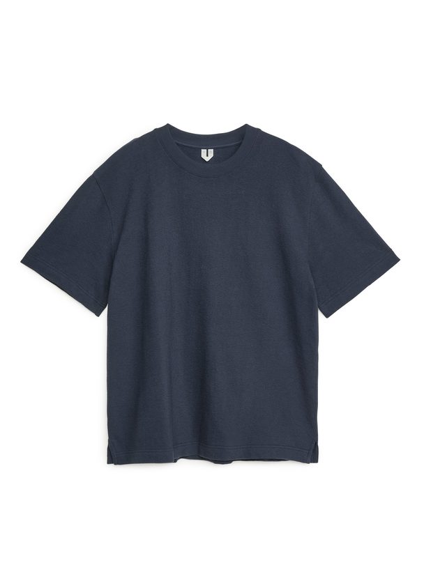 ARKET Bouclé Jersey T-shirt Donkerblauw