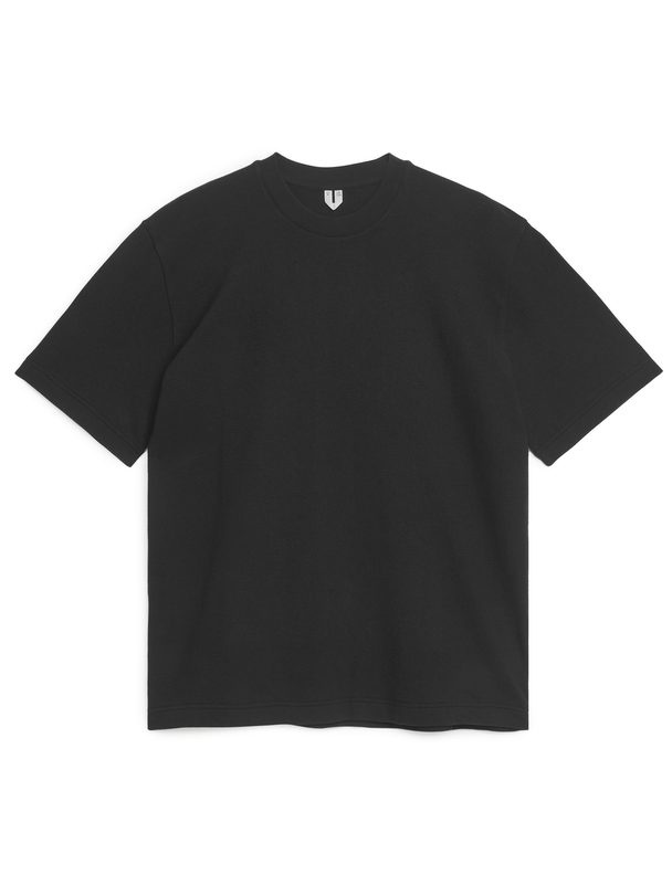 ARKET T-Shirt aus Bouclé-Jersey Verwaschenes Schwarz