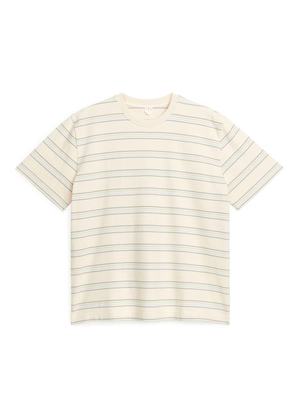 ARKET Bouclé Jersey T-shirt Beige/striped