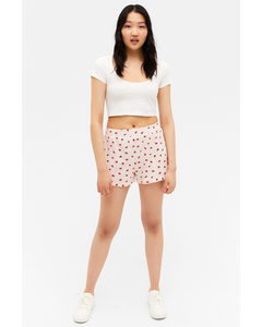 Checkered Strawberry Cotton Shorts Pink Checks