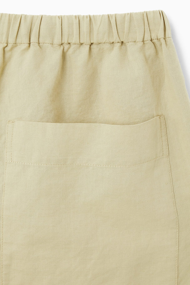 COS Wide-leg Linen Drawstring Trousers Washed Khaki