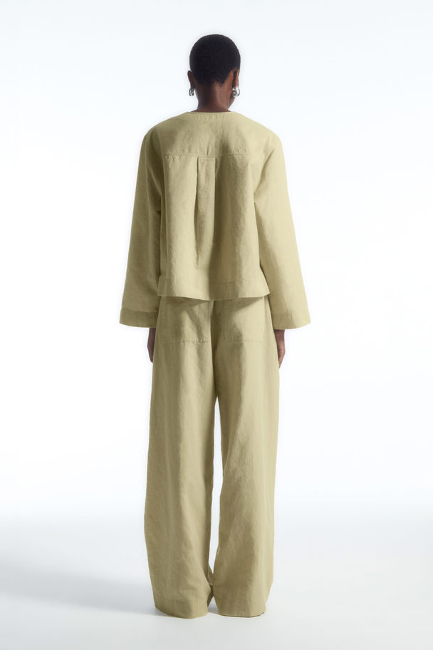 COS Wide-leg Linen Drawstring Trousers Washed Khaki