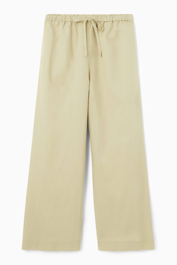 COS HOSE AUS LEINEN MIT WEITEM BEIN UND KORDELZUGBUND VERWASCHENES KHAKI