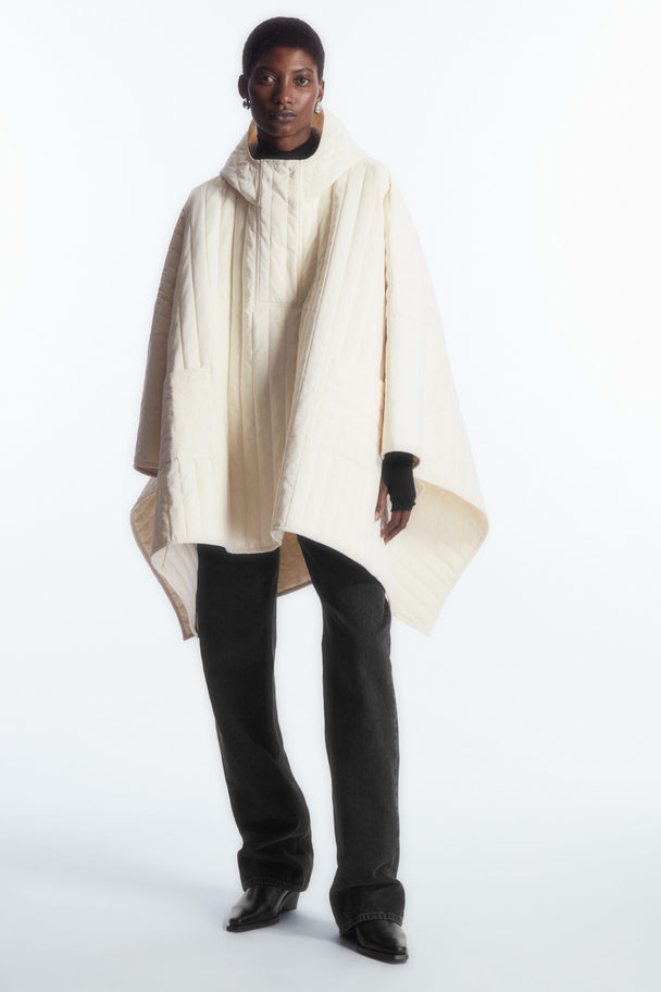 COS Hooded Padded Cape Off-white