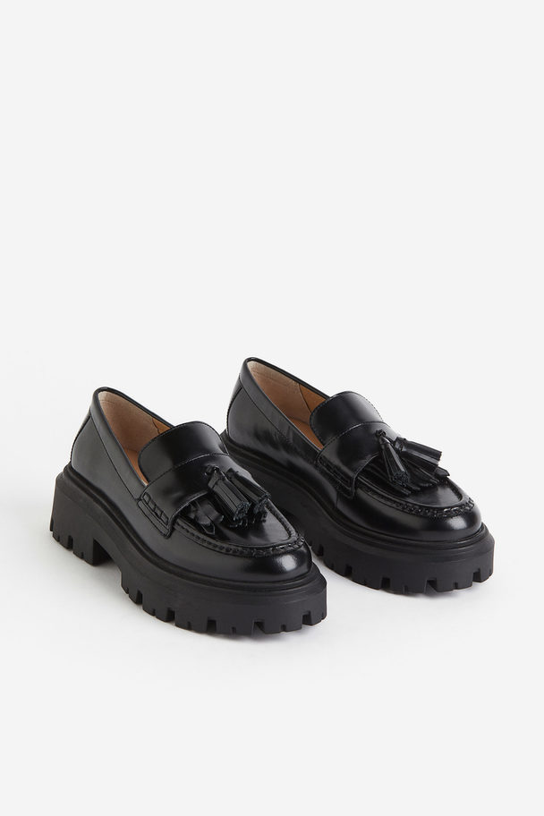 H&M Chunky Leren Loafers Zwart