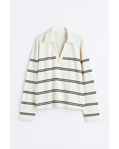 Collared Sweatshirt Natural White/striped