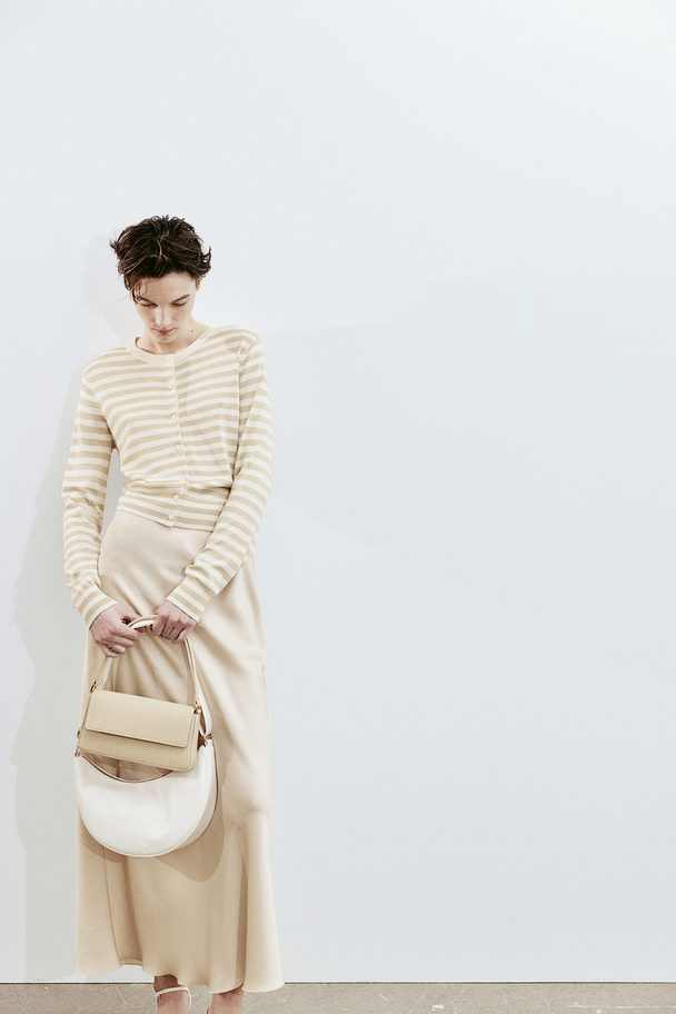H&M Fine-knit Cardigan Beige/striped