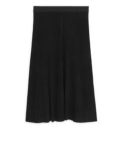 Wide-Rib Knitted Skirt Black