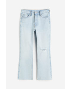 Flared High Cropped Jeans Pale Denim Blue