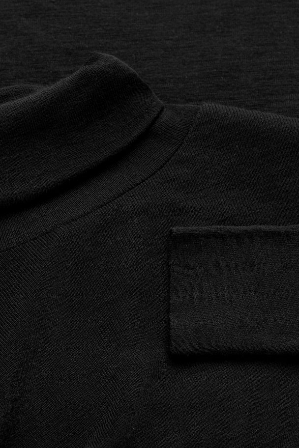 COS Fine Roll-neck Wool Top Black
