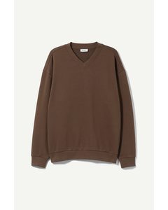 Oversized V-neck Sweater Brown