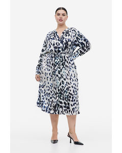 Kleid mit Bindegürtel Cremefarben/Leopardenprint