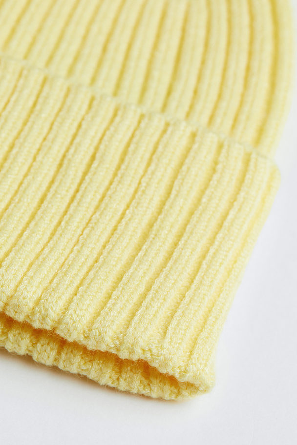 H&M Rib-knit Hat Light Yellow