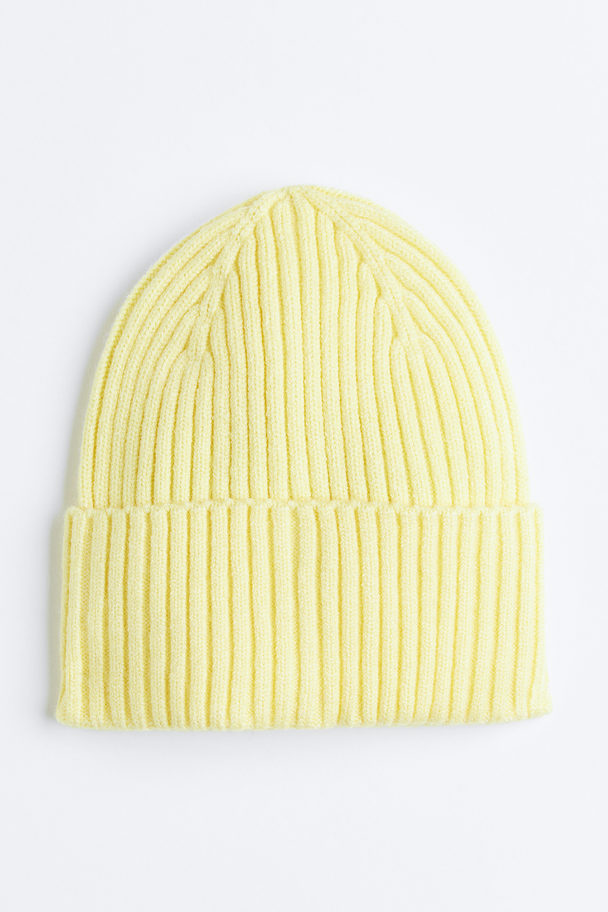 H&M Rib-knit Hat Light Yellow