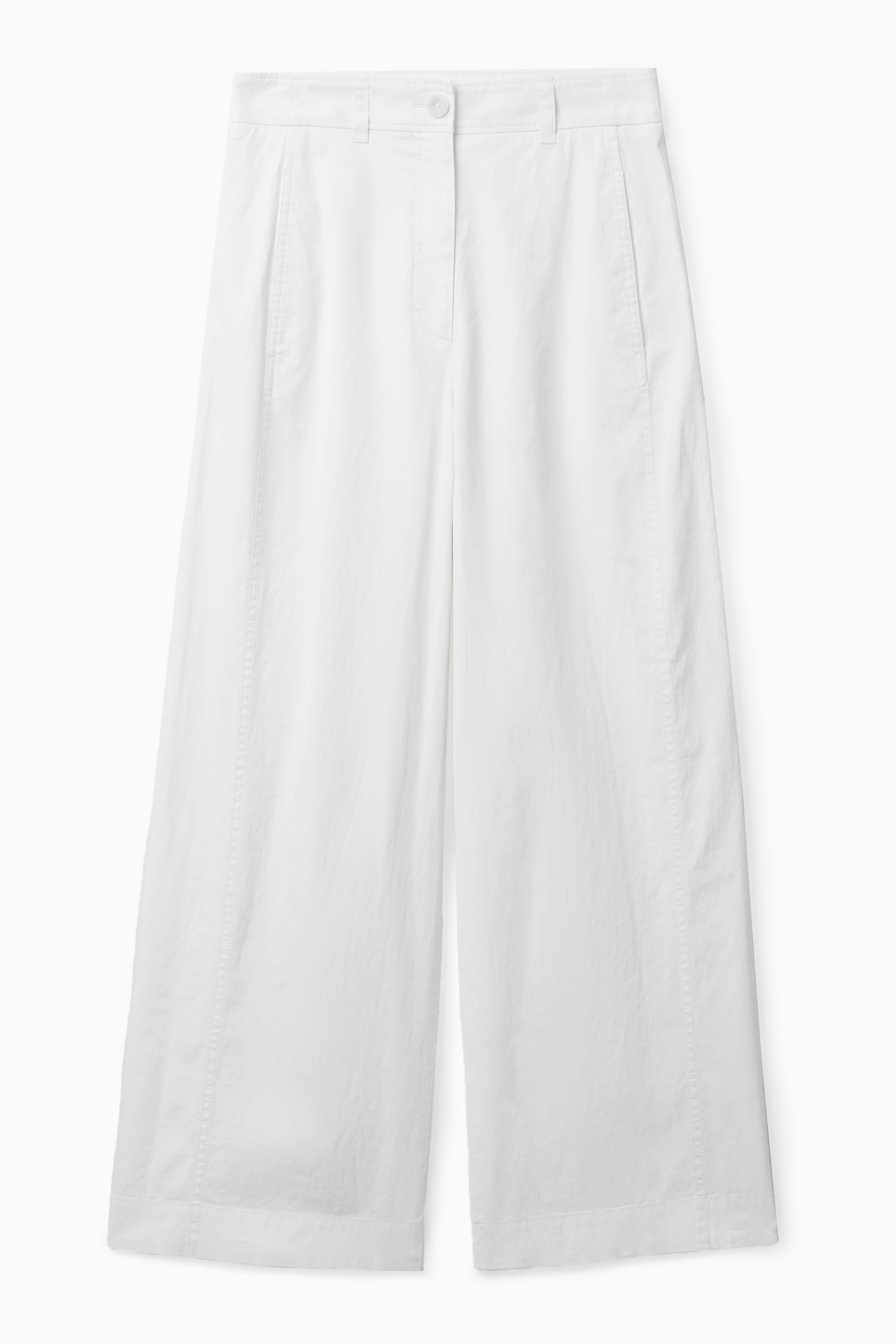 Wide-leg Linen Trousers White White Afound.com
