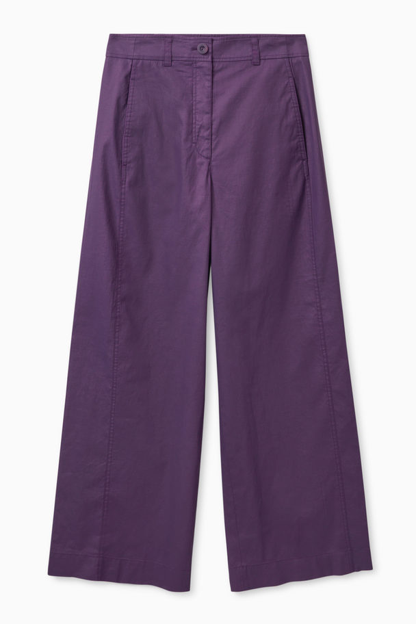 COS Wide-leg Linen Trousers Purple
