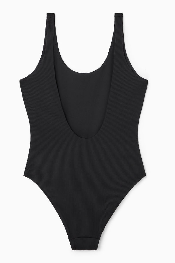 COS Scoop-neck Ribbed Swimsuit Black