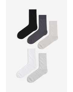 5er-Pack Socken Hellbeige/Dunkelgrau