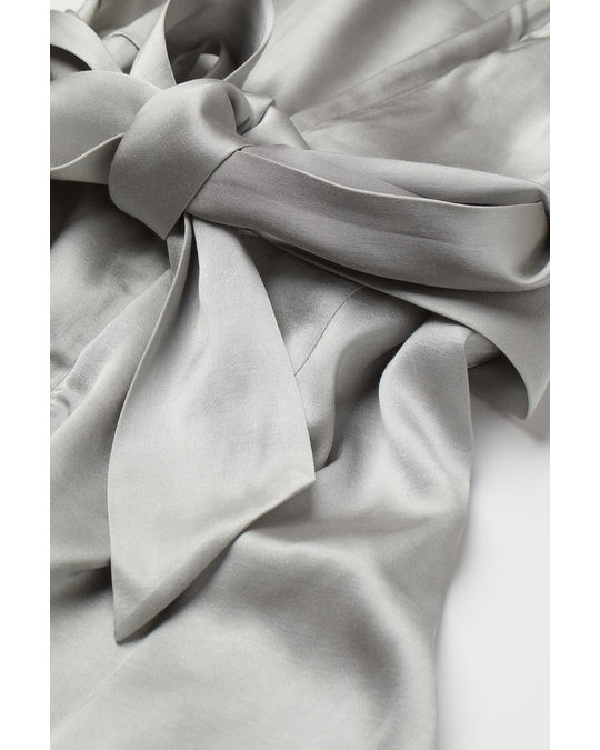 H&M Tie-detail Blouse Light Grey