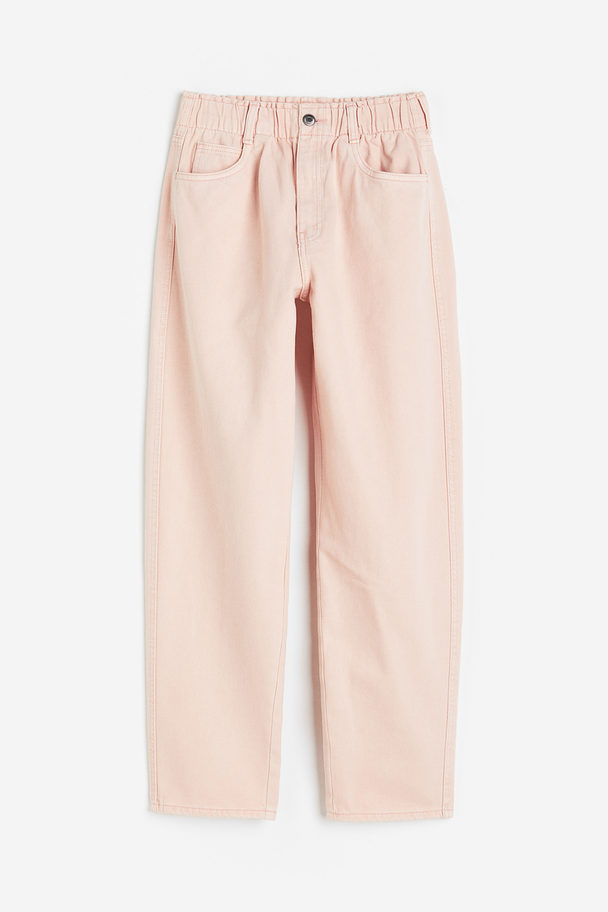 H&M High Waist Twill Trousers Light Pink